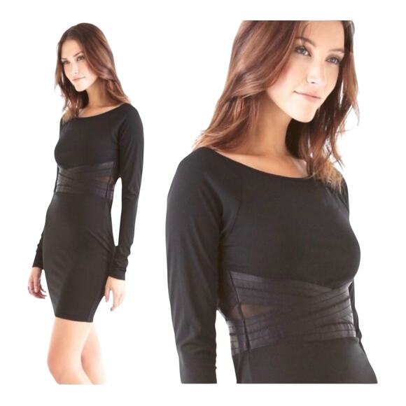 Elizabeth and James Dresses & Skirts - Elizabeth And James Size S Long Sleeve Mesh Panel Bandage Dress Black Cocktail